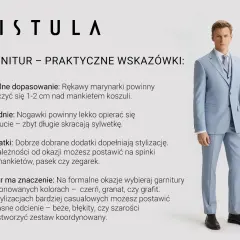 Eleganccy mężczyźni w garniturach, prezentujący idealne dopasowanie i styl. Jasnobłękitny komplet z kamizelką.