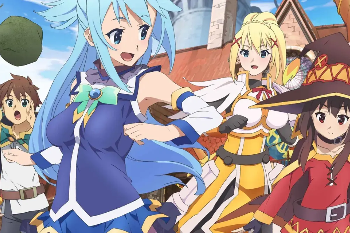 Postacie z anime KonoSuba, idealne do sprawdzenia, gdzie oglądać anime.