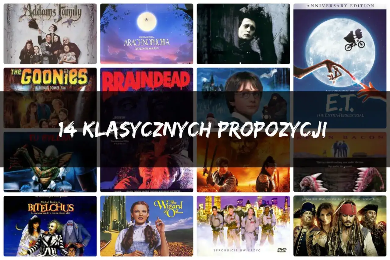 Collage plakatów filmów Halloween różne linie czasowe